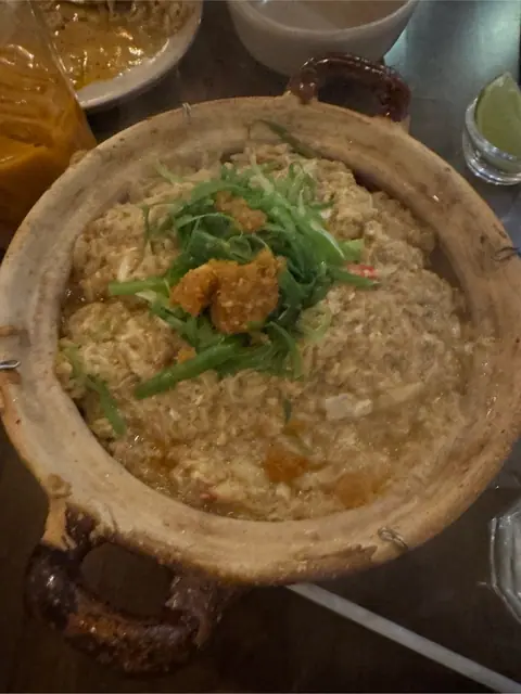 Crab clay pot rice at Khao Tiew