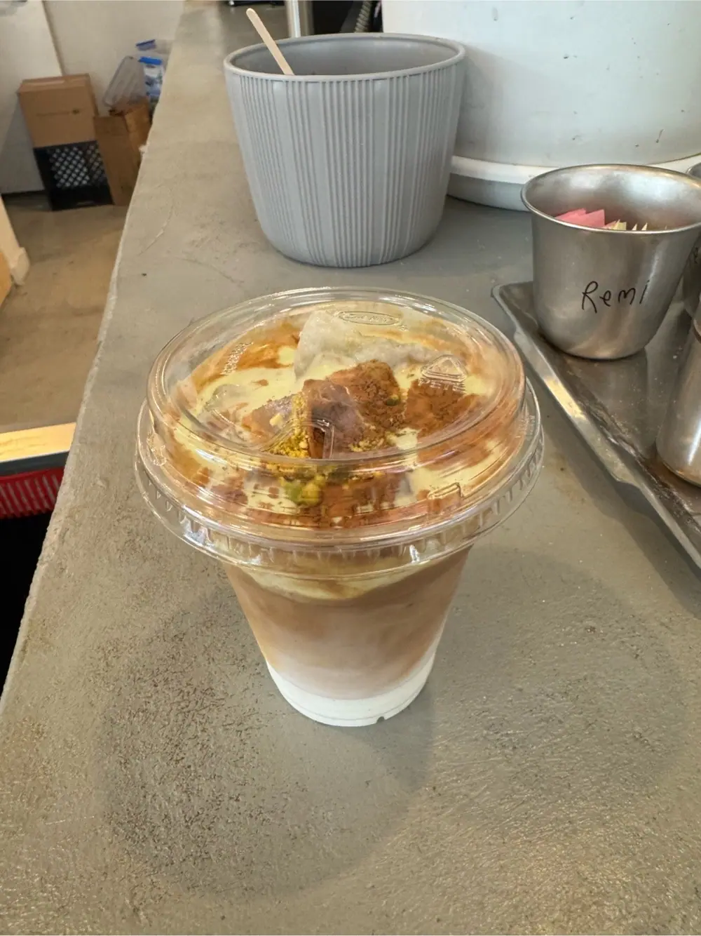Pistachio latte at REMI FLOWER COFFEE