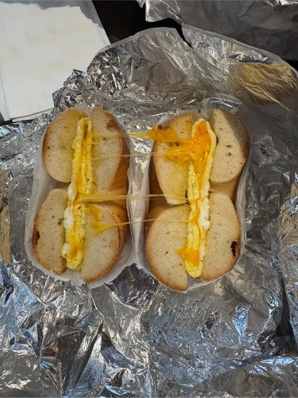 egg and cheese at Tompkins Square Bagels