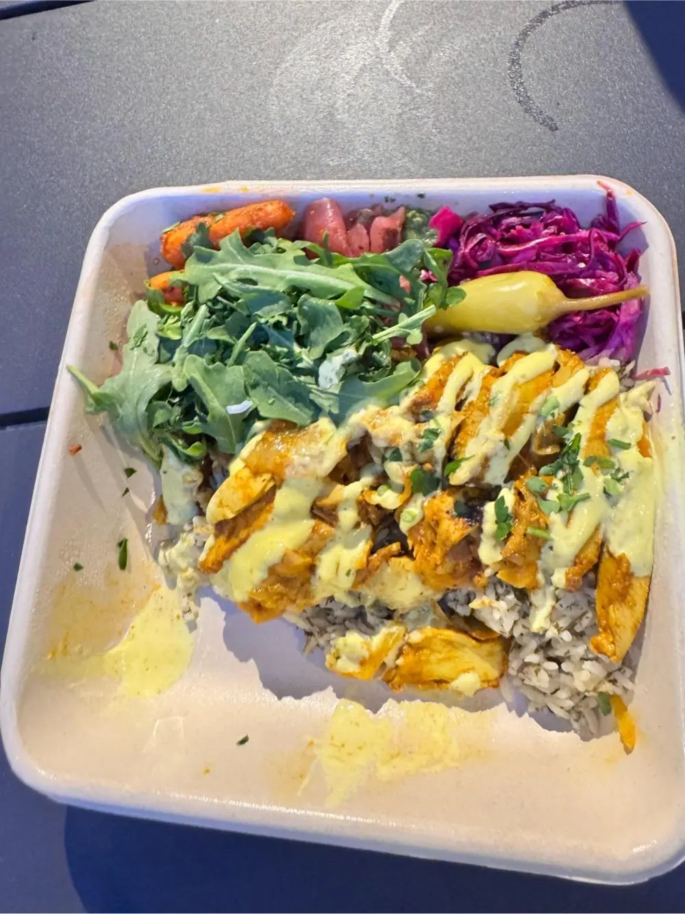 yalla falafel- chicken rice bowl at Local Kitchens
