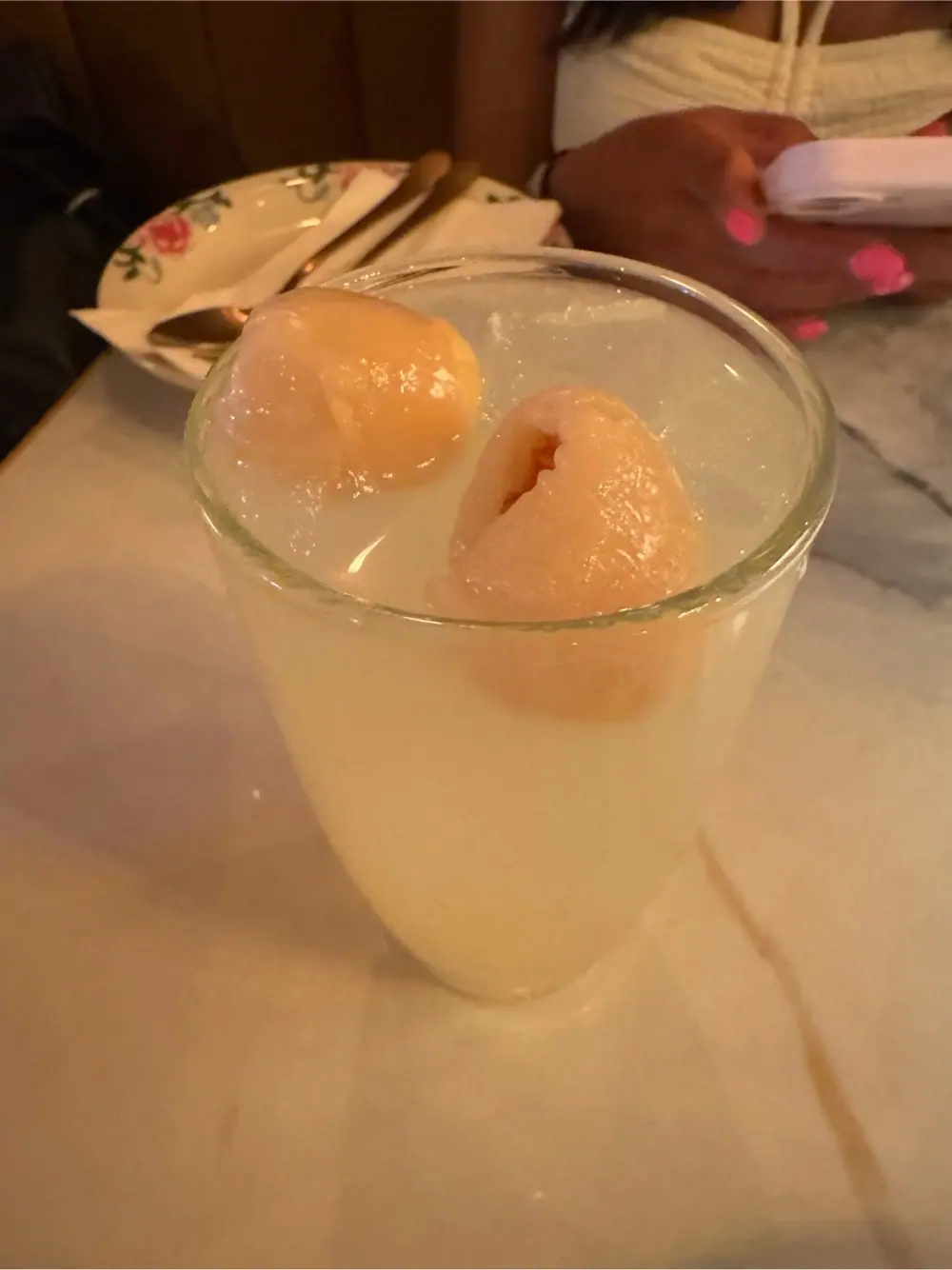 Lychee juice at Saranrom Thai