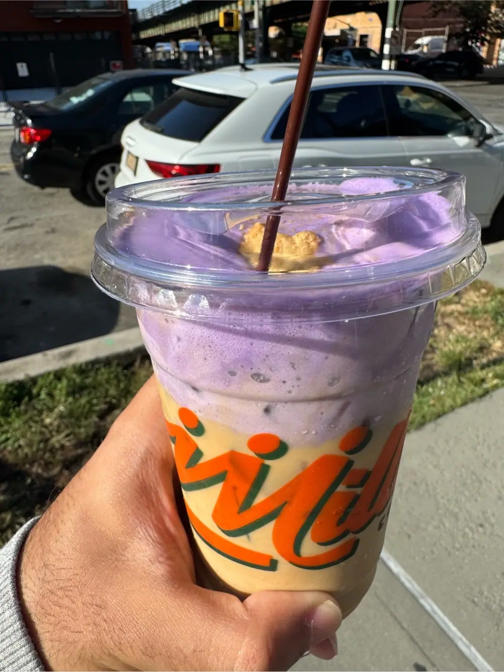 Purple crown at Millie's Coffee Co