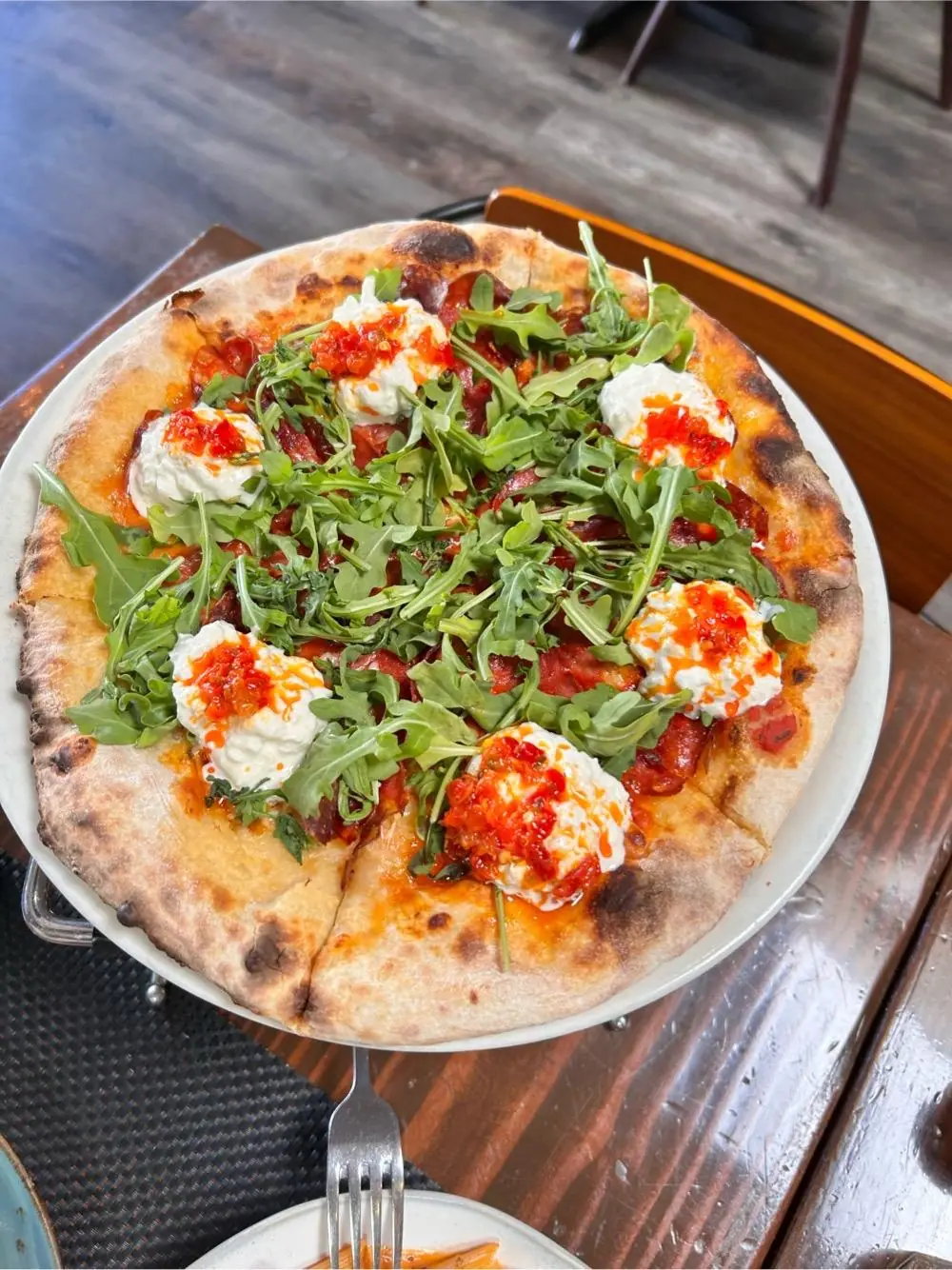 Burrata pizza at The Pastaria & Market