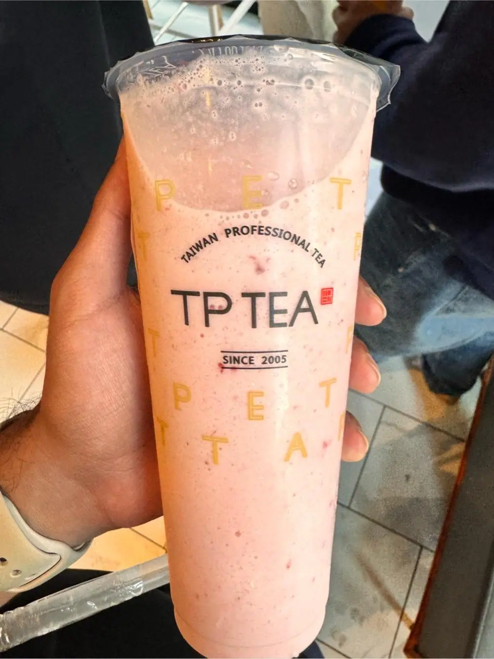 Strawberry milk tea at TP TEA