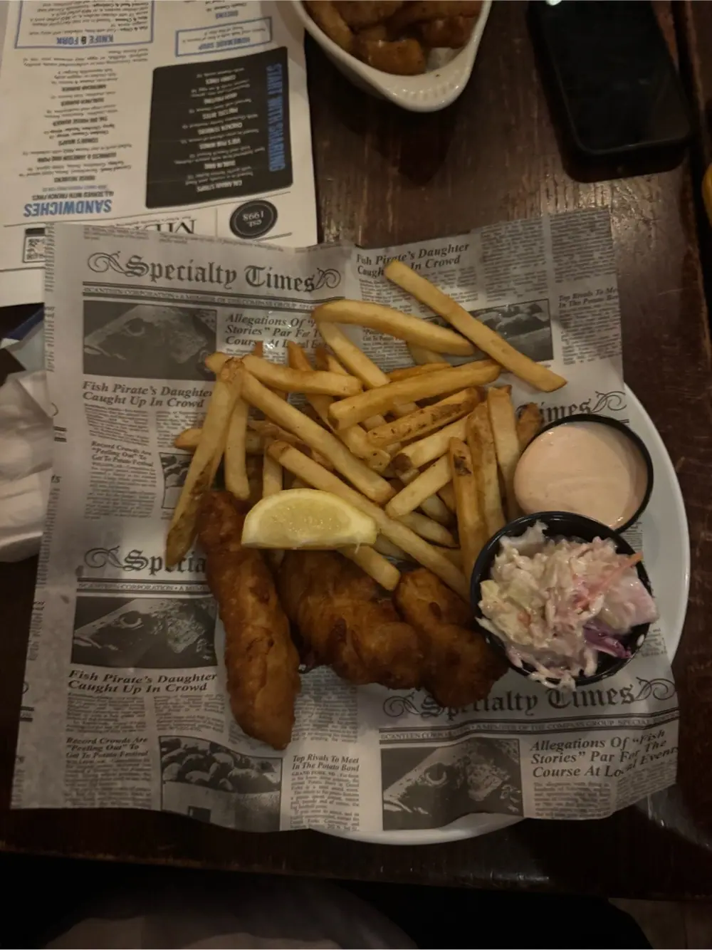 Fish and chips at Conor O'Neill's Irish Pub