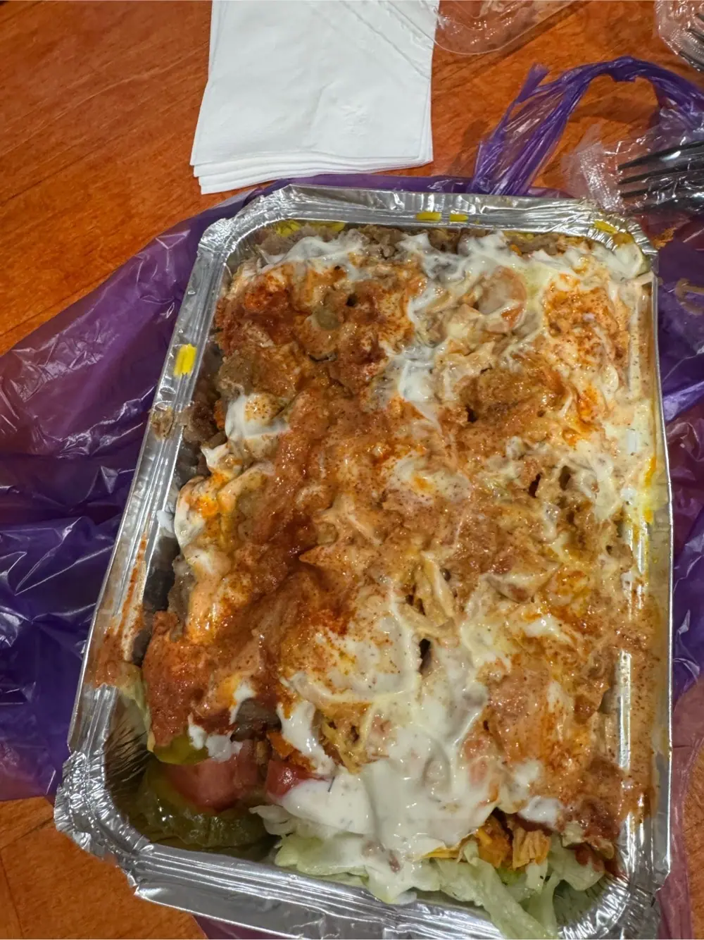 combo over rice at Tajeen Halal Food Truck