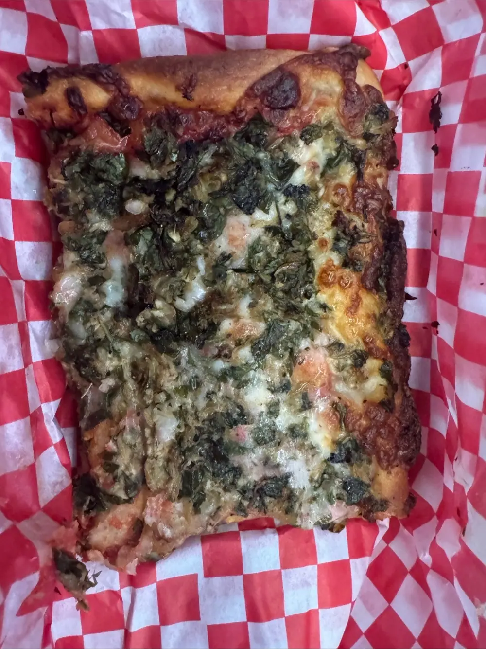 Clam pizza at Golden Boy Pizza