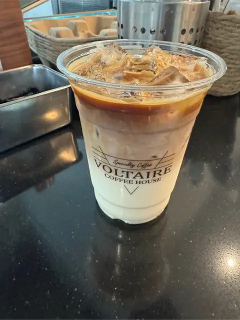Spanish latte at Voltaire Coffee Roasters