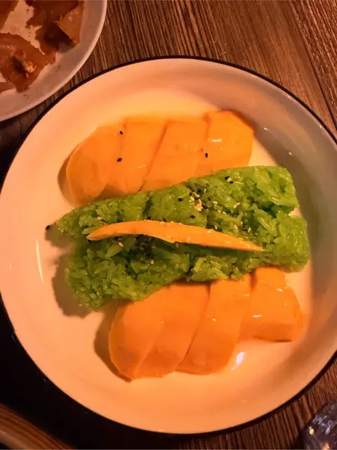 Mango sticky rice at NA RATH Thai