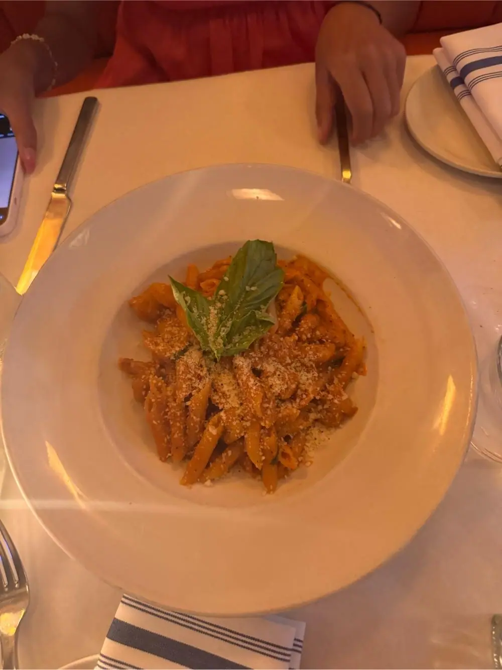 Vodka pasta at Serafina Meatpacking